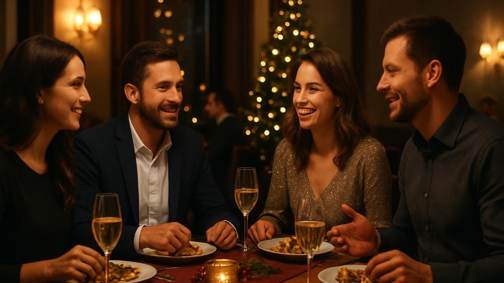 Gruppo di adulti in contesto sociale per Capodanno